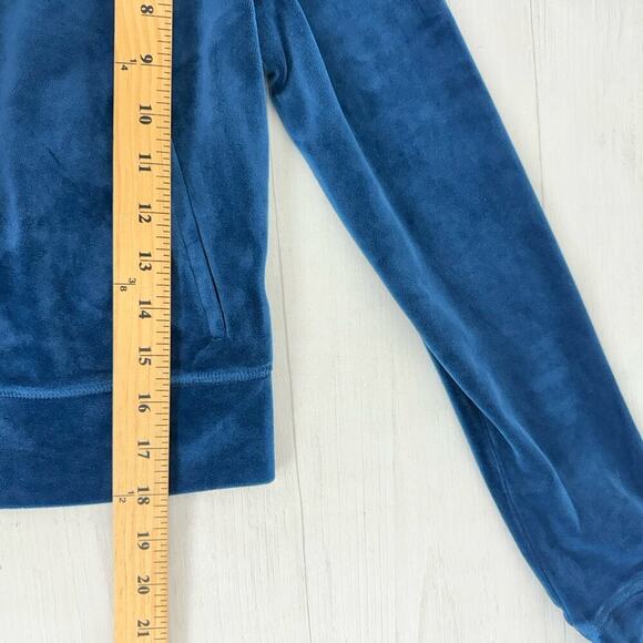 Juicy Couture x Kraft Real Mayo S Collab Velour Hoodie Blue Y2K NO Drawstring - Picture 14 of 16